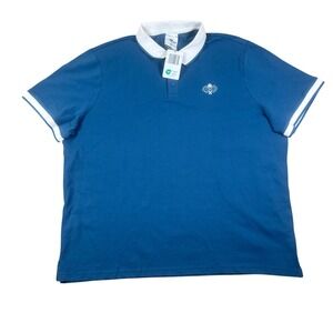 Crane Mens Pickleball Polo Shirt‎ XL Blue White Contrast Collar Short Sleeve NEW